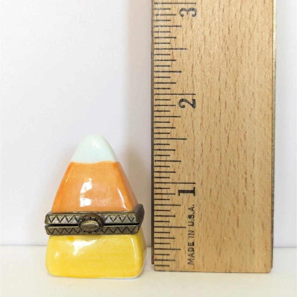 Candy Corn Halloween Fall Porcelain Hinged Trinket Box PHB Midwest Cannon Falls